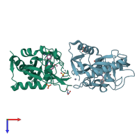 PDB entry 4uvy coloured by chain, top view.