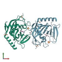 PDB entry 4uvz coloured by chain, front view.