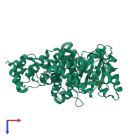 PDB entry 4uwf coloured by chain, top view.