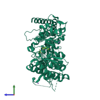 PDB entry 4uwh coloured by chain, side view.