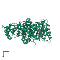 PDB entry 4uwh coloured by chain, top view.