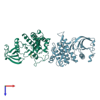 PDB entry 4uwy coloured by chain, top view.