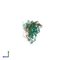 PDB entry 4ux2 coloured by chain, side view.