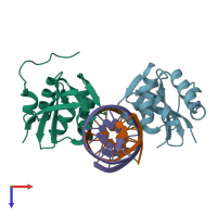 PDB entry 4ux5 coloured by chain, top view.