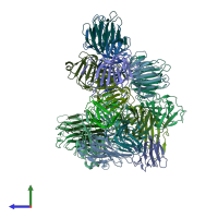PDB entry 4uxa coloured by chain, side view.