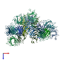 PDB entry 4uxa coloured by chain, top view.