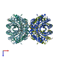 PDB entry 4uxd coloured by chain, top view.