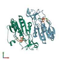 PDB entry 4uxh coloured by chain, front view.
