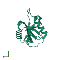 PDB entry 4uxm coloured by chain, side view.