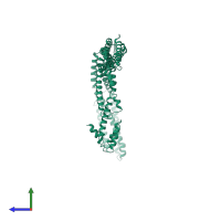 PDB entry 4uxv coloured by chain, side view.