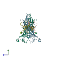 PDB entry 4uy2 coloured by chain, side view.