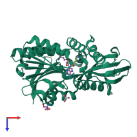 PDB entry 4uy6 coloured by chain, top view.