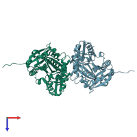 PDB entry 4uy7 coloured by chain, top view.
