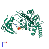 PDB entry 4uya coloured by chain, top view.