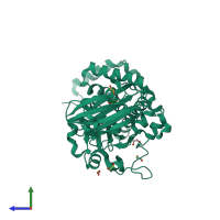 PDB entry 4uyb coloured by chain, side view.