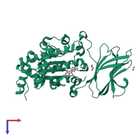 PDB entry 4uyb coloured by chain, top view.