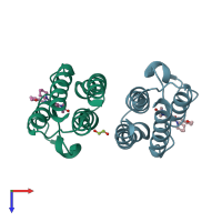 PDB entry 4uye coloured by chain, top view.
