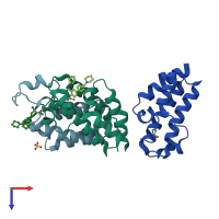 PDB entry 4uyh coloured by chain, top view.