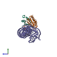 PDB entry 4uyk coloured by chain, side view.