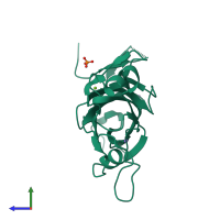 PDB entry 4uyr coloured by chain, side view.