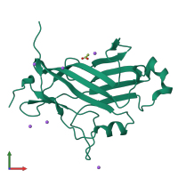 PDB entry 4uyt coloured by chain, front view.