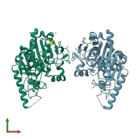 PDB entry 4uyu coloured by chain, front view.