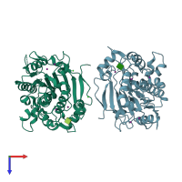 PDB entry 4uyu coloured by chain, top view.