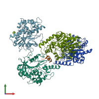 PDB entry 4uyz coloured by chain, front view.