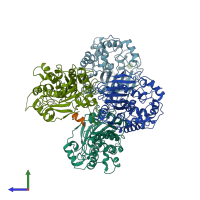 PDB entry 4uyz coloured by chain, side view.