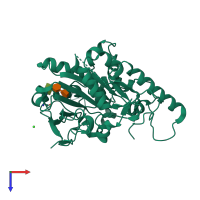 PDB entry 4uz9 coloured by chain, top view.