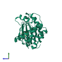 PDB entry 4uzh coloured by chain, side view.