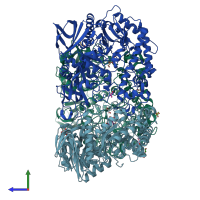 PDB entry 4uzs coloured by chain, side view.