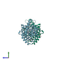 PDB entry 4v01 coloured by chain, side view.