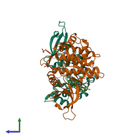 PDB entry 4v0g coloured by chain, side view.