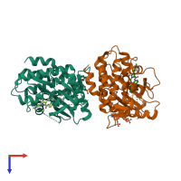 PDB entry 4v0g coloured by chain, top view.