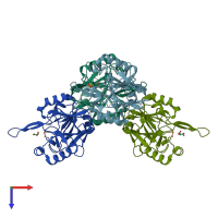PDB entry 4v0h coloured by chain, top view.