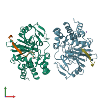 PDB entry 4v0v coloured by chain, front view.