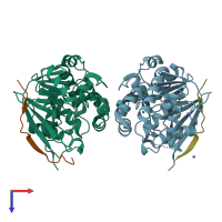 PDB entry 4v0v coloured by chain, top view.