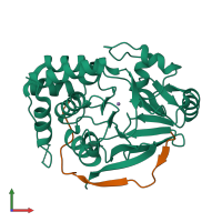 PDB entry 4v0x coloured by chain, front view.