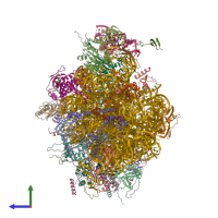 PDB entry 4v19 coloured by chain, side view.