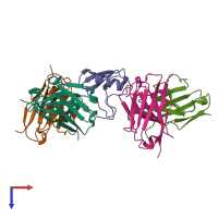 PDB entry 4v1d coloured by chain, top view.