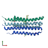 PDB entry 4v1f coloured by chain, front view.