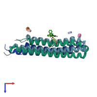 PDB entry 4v1f coloured by chain, top view.