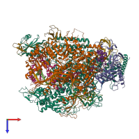 PDB entry 4v1m coloured by chain, top view.