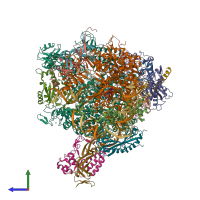 PDB entry 4v1n coloured by chain, side view.