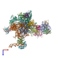 PDB entry 4v1o coloured by chain, top view.