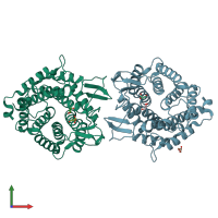 PDB entry 4v1s coloured by chain, front view.