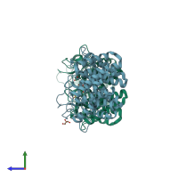 PDB entry 4v1s coloured by chain, side view.