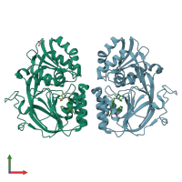PDB entry 4v24 coloured by chain, front view.