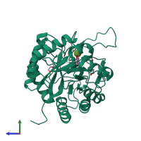 PDB entry 4v27 coloured by chain, side view.